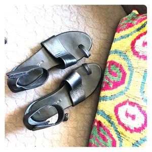 Via Spiga Black Leather Sandals
